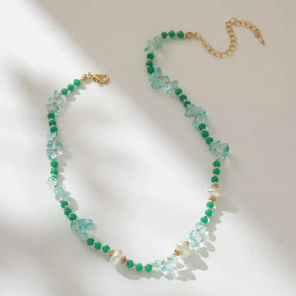 FRENCH RIVIERA | Angele Necklace -turkoosi kaulakoru helmin