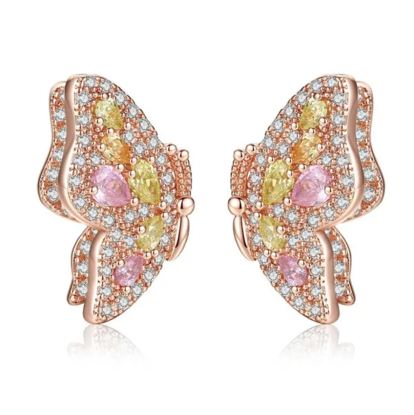 FRENCH RIVIERA | Butterfly Earrings -ruusukultaiset perhoskorvakorut