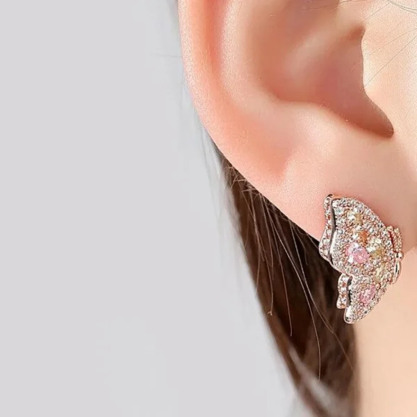 FRENCH RIVIERA | Butterfly Earrings -ruusukultaiset perhoskorvakorut