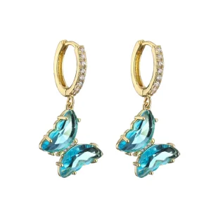 FRENCH RIVIERA | Butterfly Hoops -turkoosit perhosrenkaat