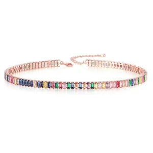 FRENCH RIVIERA | Carly -ruusukultainen monivärinen kristalli choker