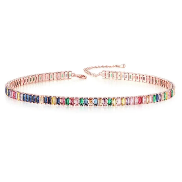 FRENCH RIVIERA | Carly -ruusukultainen monivärinen kristalli choker