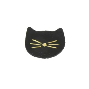 FRENCH RIVIERA | Cat -kierrätysnahkainen kissa rintaneula (musta)