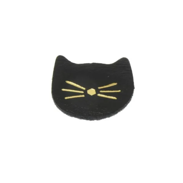 FRENCH RIVIERA | Cat -kierrätysnahkainen kissa rintaneula (musta)