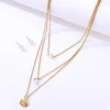 FRENCH RIVIERA | Delicate Pearl Set -kiruruginteräksinen helmikorusetti