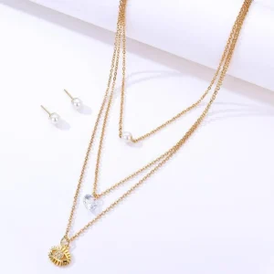 FRENCH RIVIERA | Delicate Pearl Set -kiruruginteräksinen helmikorusetti