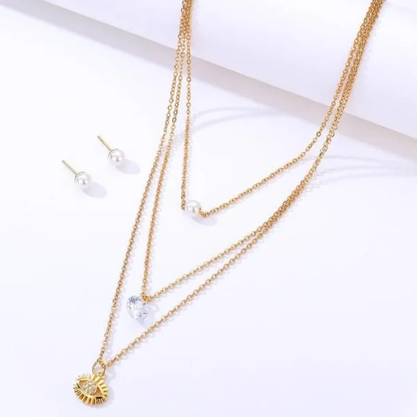 FRENCH RIVIERA | Delicate Pearl Set -kiruruginteräksinen helmikorusetti