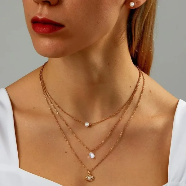 FRENCH RIVIERA | Delicate Pearl Set -kiruruginteräksinen helmikorusetti