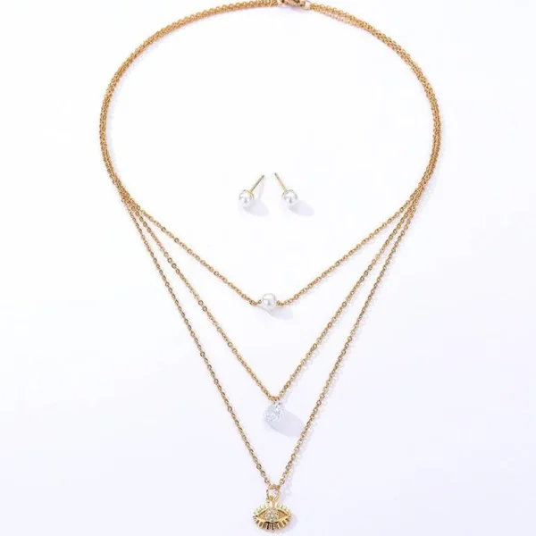 FRENCH RIVIERA | Delicate Pearl Set -kiruruginteräksinen helmikorusetti