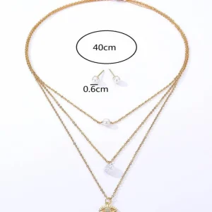 FRENCH RIVIERA | Delicate Pearl Set -kiruruginteräksinen helmikorusetti