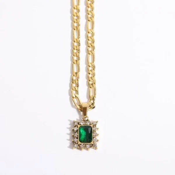 FRENCH RIVIERA | Diana Necklace -vihreä kirurginteräskaulakoru