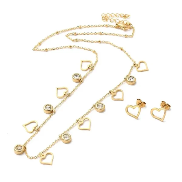 FRENCH RIVIERA | Endless Love Set -kiruruginteräksinen sydänkorusetti