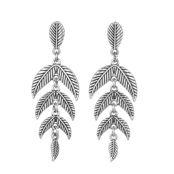 FRENCH RIVIERA | Feather -boheemit antiikkihopea sulkakorvakorut