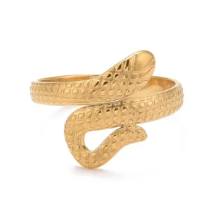 FRENCH RIVIERA | Gold Serpent -käärmesormus kirurginterästä