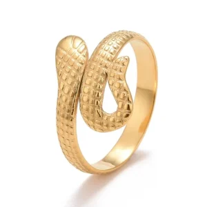 FRENCH RIVIERA | Gold Serpent -käärmesormus kirurginterästä