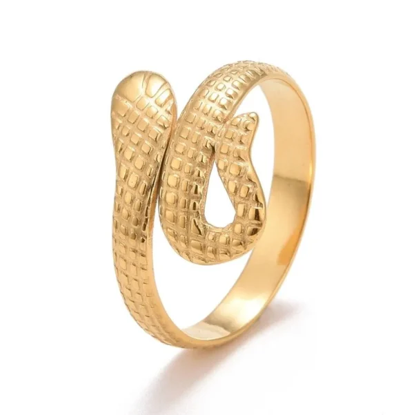 FRENCH RIVIERA | Gold Serpent -käärmesormus kirurginterästä