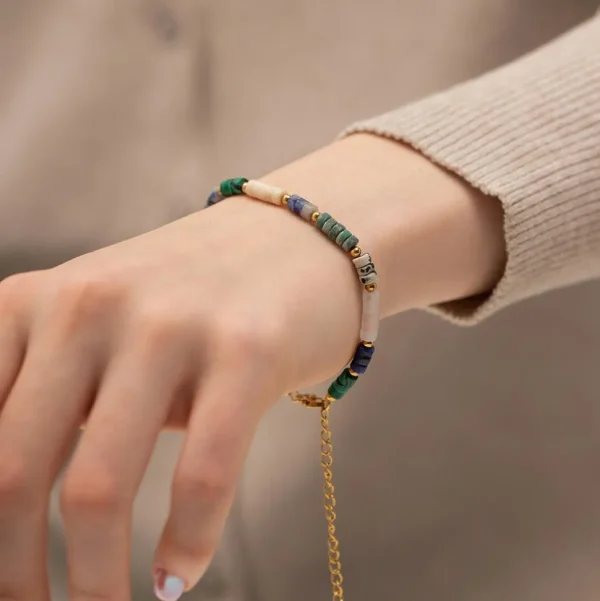 FRENCH RIVIERA | Hallie Bracelet -luonnonkivirannekoru kirurginterästä