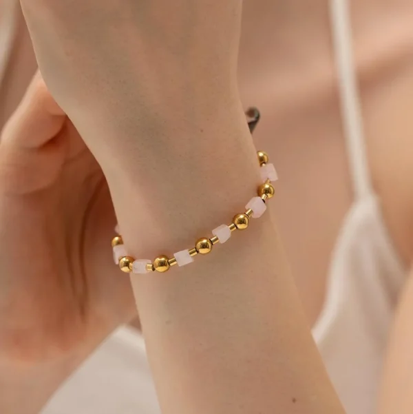 FRENCH RIVIERA | Heather Bracelet -luonnonkivirannekoru kirurginterästä