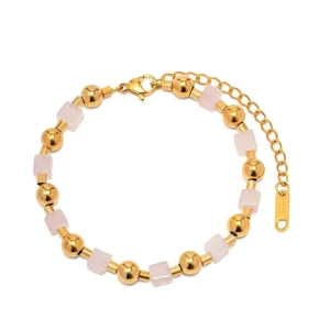 FRENCH RIVIERA | Heather Bracelet -luonnonkivirannekoru kirurginterästä