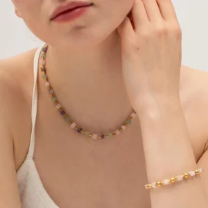 FRENCH RIVIERA | Heather Bracelet -luonnonkivirannekoru kirurginterästä
