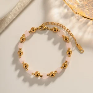 FRENCH RIVIERA | Heather Bracelet -luonnonkivirannekoru kirurginterästä
