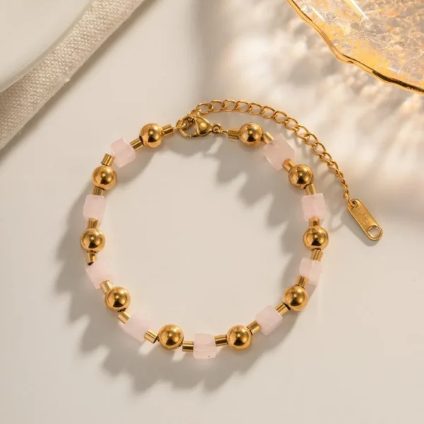 FRENCH RIVIERA | Heather Bracelet -luonnonkivirannekoru kirurginterästä