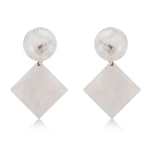 FRENCH RIVIERA | Jenine Earrings -valkoiset neliökorvakorut