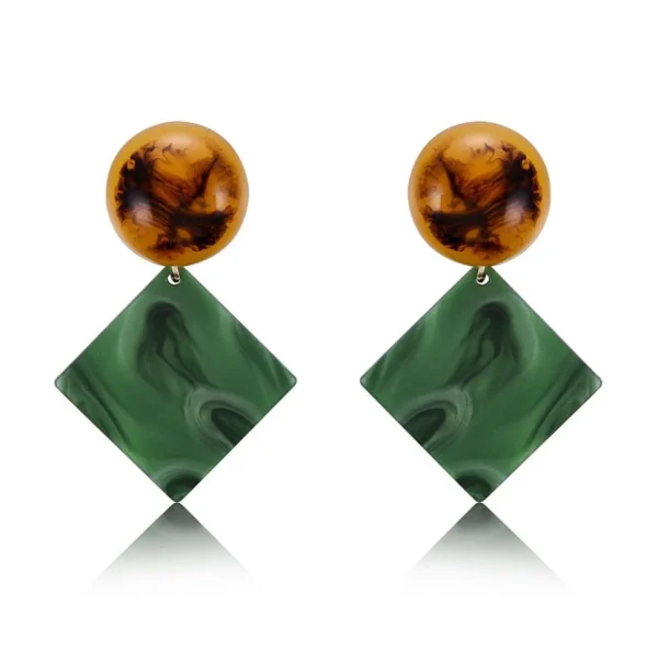 FRENCH RIVIERA | Jenine Earrings -vihreät neliökorvakorut