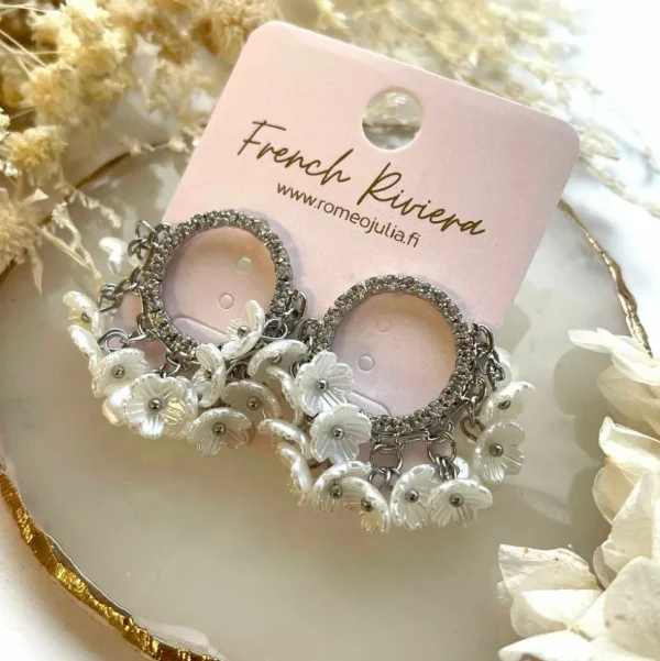FRENCH RIVIERA | Jenine Earrings -kirkkaat juhlakorvakorut kukin (hopea)