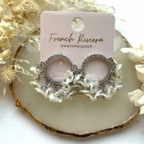 FRENCH RIVIERA | Jenine Earrings -kirkkaat juhlakorvakorut kukin (hopea)