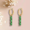 FRENCH RIVIERA | Lilith Earrings -vihreät 2 in 1 kirurginteräsrenkaat
