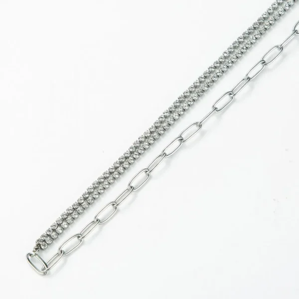 FRENCH RIVIERA | Liza Necklace -hopea strassikoru kirurginterästä