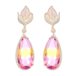 FRENCH RIVIERA | Lux Earrings -vaaleanpunaiset juhlakorvakorut