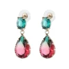 FRENCH RIVIERA | Marietta Earrings -puna-vihreät pisarakorvakorut