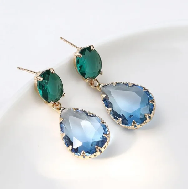 FRENCH RIVIERA | Marietta Earrings -sini-vihreät pisarakorvakorut