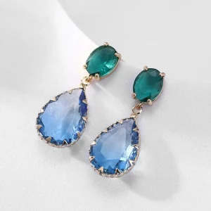 FRENCH RIVIERA | Marietta Earrings -sini-vihreät pisarakorvakorut