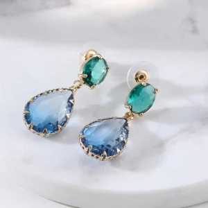 FRENCH RIVIERA | Marietta Earrings -sini-vihreät pisarakorvakorut