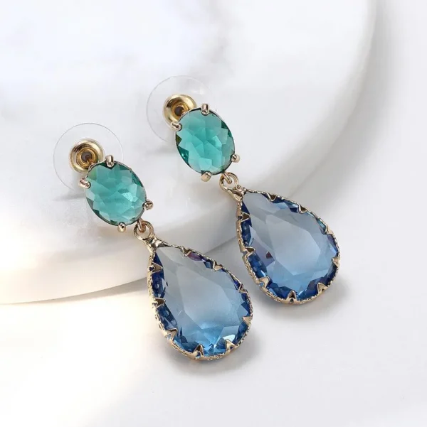 FRENCH RIVIERA | Marietta Earrings -sini-vihreät pisarakorvakorut