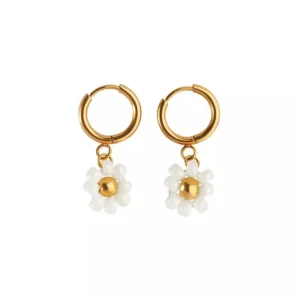 FRENCH RIVIERA | Maya Earrings -valkoiset kukkarenkaat