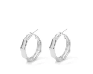 FRENCH RIVIERA | Medium Ada Hoops -teräksiset kulmikkaat renkaat (hopea)