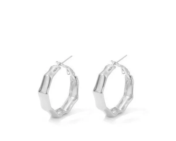 FRENCH RIVIERA | Medium Ada Hoops -teräksiset kulmikkaat renkaat (hopea)