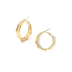 FRENCH RIVIERA | Medium Ada Hoops -teräksiset kulmikkaat renkaat (kulta)
