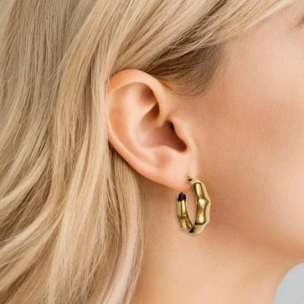 FRENCH RIVIERA | Medium Ada Hoops -teräksiset kulmikkaat renkaat (hopea)