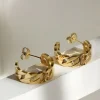 FRENCH RIVIERA | Medium Sandy Hoops -teräksiset ketjurenkaat (kulta)