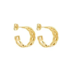 FRENCH RIVIERA | Medium Sandy Hoops -teräksiset ketjurenkaat (kulta)