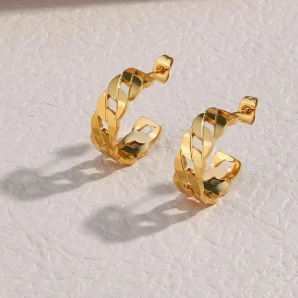 FRENCH RIVIERA | Medium Sandy Hoops -teräksiset ketjurenkaat (kulta)