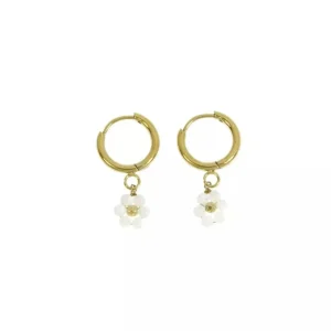 FRENCH RIVIERA | Mini Maya Earrings -valkoiset kukkarenkaat