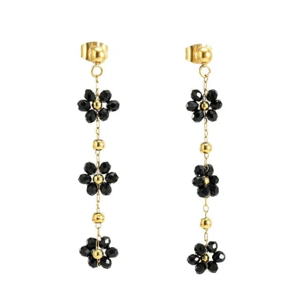 FRENCH RIVIERA | Nea Earrings -mustat kirurginteräksiset korvakorut