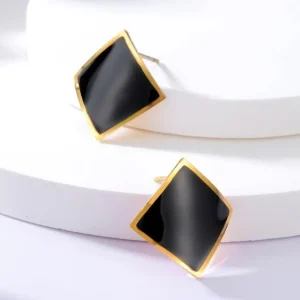 FRENCH RIVIERA | New York Earrings -mustat kirurginteräsnapit