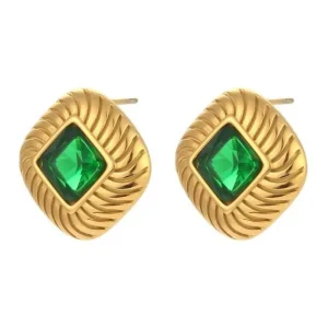 FRENCH RIVIERA | Norah Earrings -vihreät kirurginteräsnapit